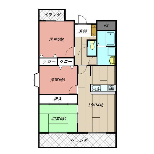 アビタシオン・オキ(3LDK/9階)の間取り写真