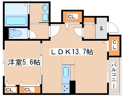 M&M´Sヒルズ アサギリ(2LDK/1階)の間取り写真