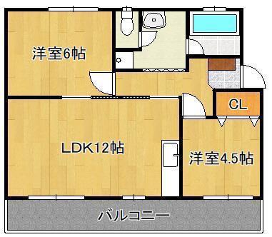 ユートピア葛原(2LDK/5階)の間取り写真