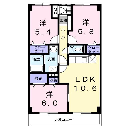 セピアコートK(3LDK/1階)の間取り写真