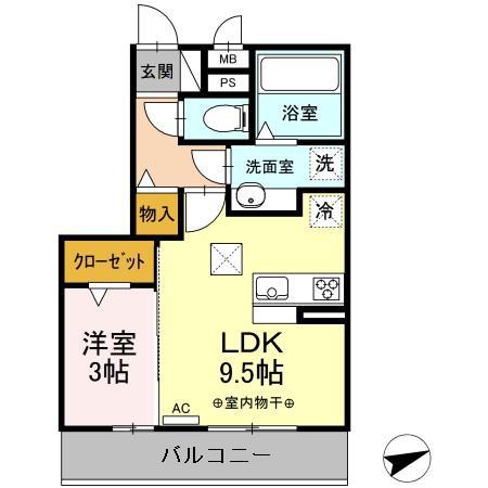 グランドネーフルときわ(1LDK/1階)の間取り写真