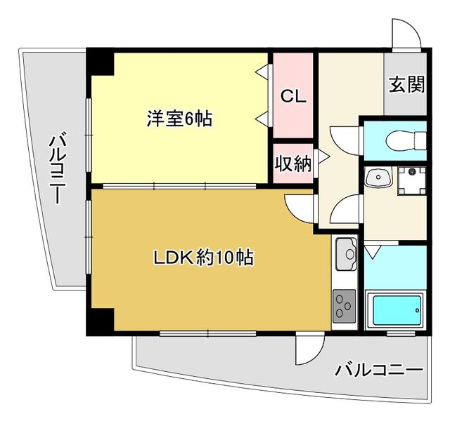 キャニスコート上新庄(1LDK/6階)の間取り写真