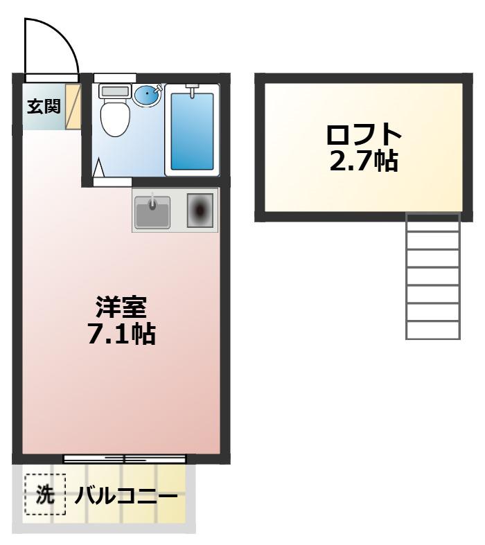キャッスル新狭山(ワンルーム/2階)の間取り写真