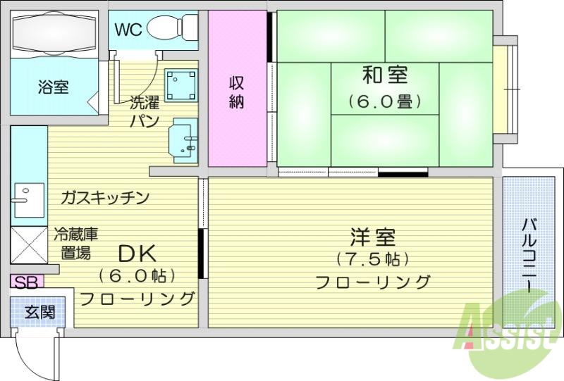 MARUTOMO A(2DK/1階)の間取り写真