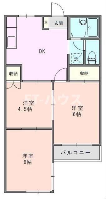 北谷ハイツ(3DK/2階)の間取り写真