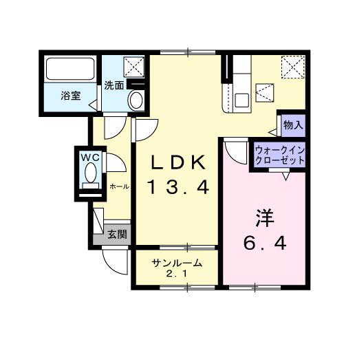 グレイス VI(1LDK/1階)の間取り写真