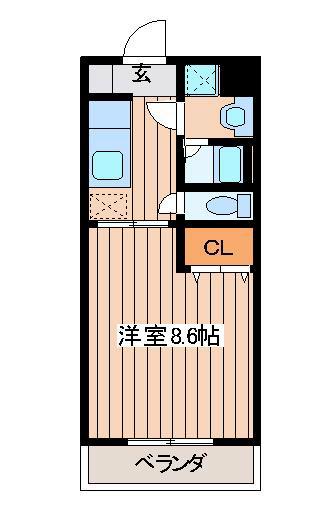 ミドル東大沼II(1K/1階)の間取り写真