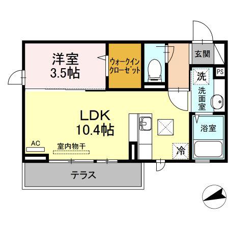 アルトプエンテ(1LDK/1階)の間取り写真