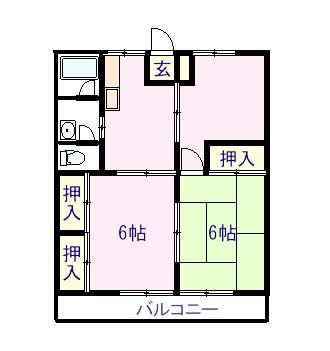 マインハイツ(3DK/1階)の間取り写真