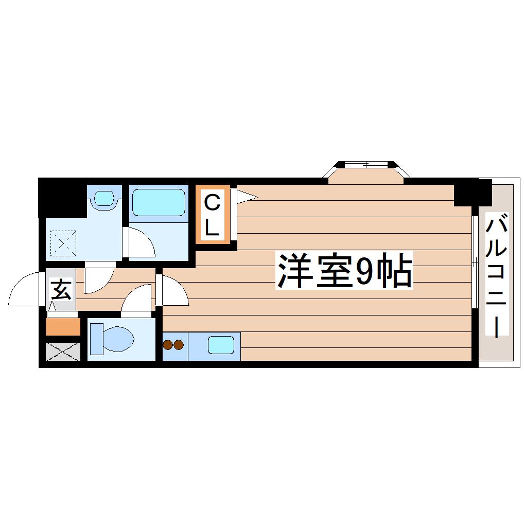 ラポール勾当台(ワンルーム/3階)の間取り写真