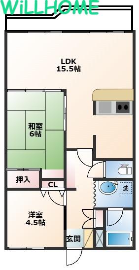 ＪＲ和歌山線 下井阪駅 徒歩13分 10階建 築36年(2LDK/9階)の間取り写真