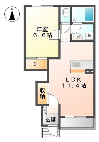 パストラル八田(1LDK/1階)の間取り写真