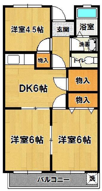 二の宮荒井マンション(3DK/1階)の間取り写真