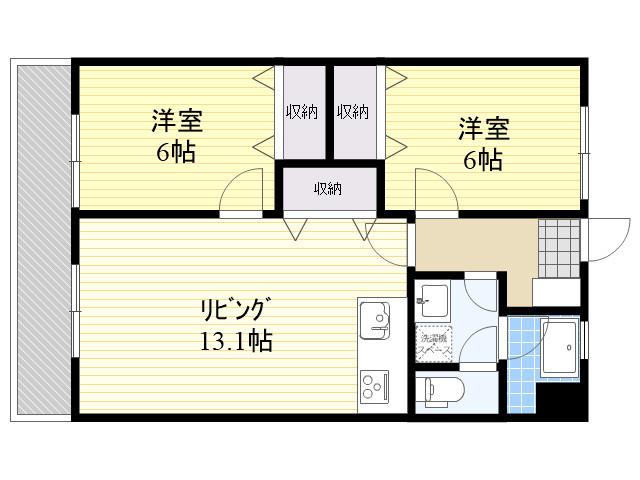 日生第5マンション(2LDK/2階)の間取り写真