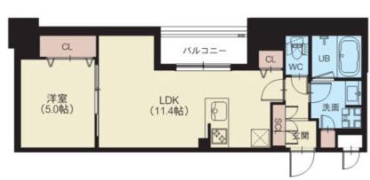 スプランディッド新横浜(1LDK/3階)の間取り写真