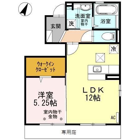 アヴェニールローザ(1LDK/1階)の間取り写真