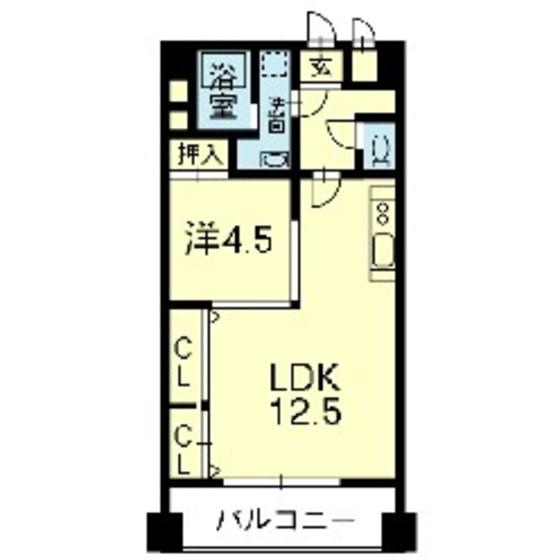 ライズ熊大病院前(1LDK/5階)の間取り写真