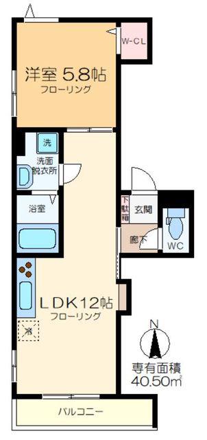 カーサOZアザレア(1LDK/2階)の間取り写真