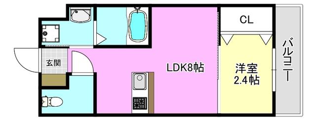 リアコート千里丘IIノース(1LDK/3階)の間取り写真