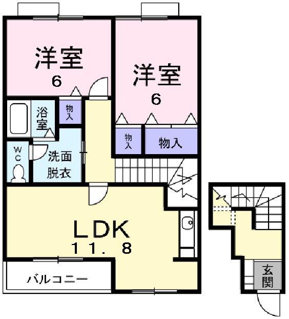 ステイブル(2LDK/2階)の間取り写真