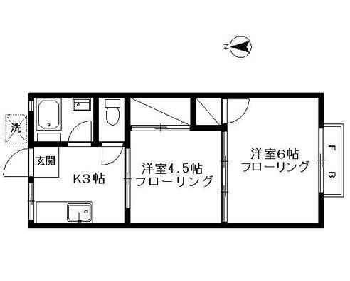 フラワーハイツ(2K/2階)の間取り写真