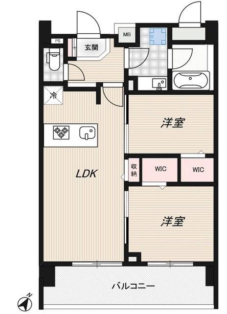 RIDGE豊洲(2LDK/6階)の間取り写真