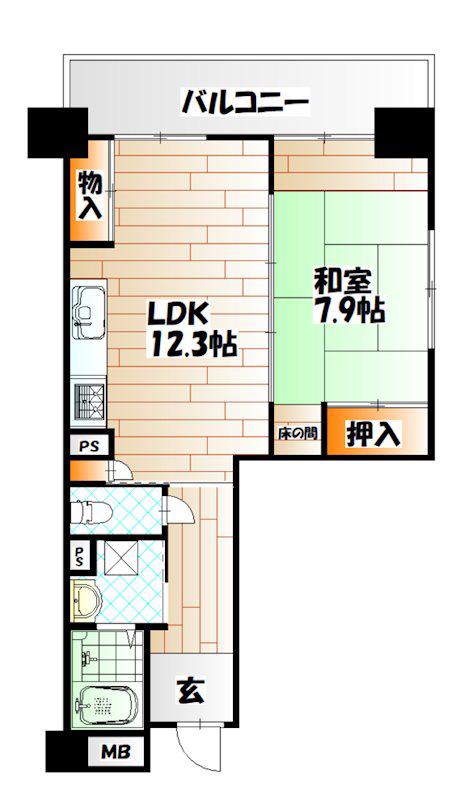 ルワージュ八幡駅前I(1LDK/5階)の間取り写真