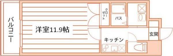 ヴァンクール鶴舞(1K/13階)の間取り写真