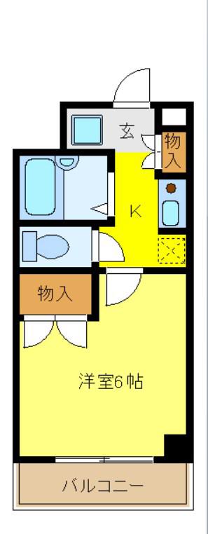 アルカサル浦安(1K/4階)の間取り写真
