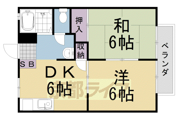 ネクストライフ(2DK/1階)の間取り写真