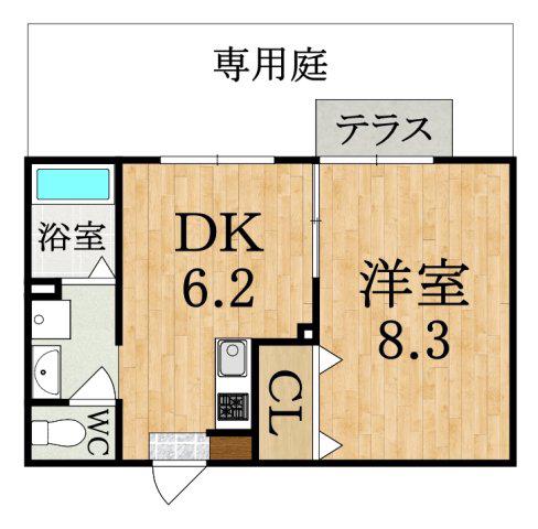 リバティますが(1DK/1階)の間取り写真