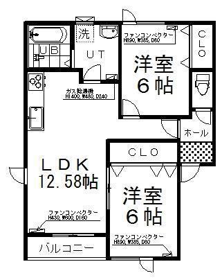 PRECES(2LDK/2階)の間取り写真