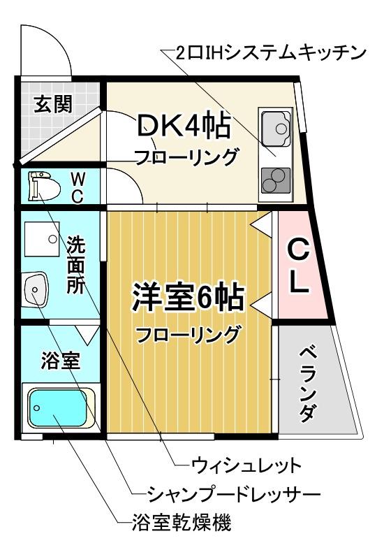 メゾン・クレール(1DK/2階)の間取り写真