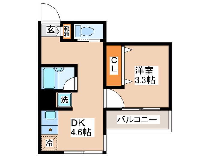 ロイヤルパレス(1DK/6階)の間取り写真