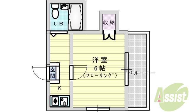 ヘブンズハイツ(1K/3階)の間取り写真