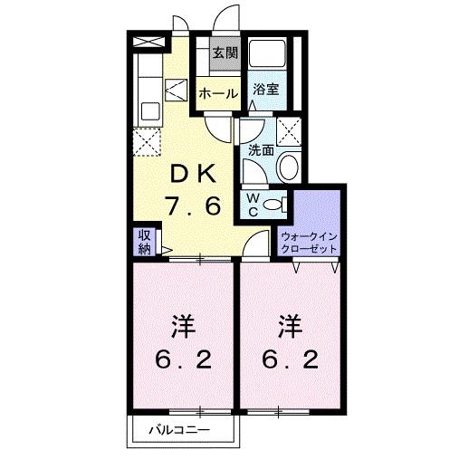 グランノーブルA(2DK/1階)の間取り写真