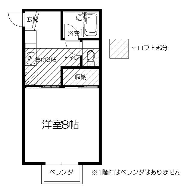 エンゼルハイム(1K/2階)の間取り写真