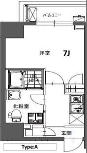 ラシーヌ東上野(1K/8階)の間取り写真