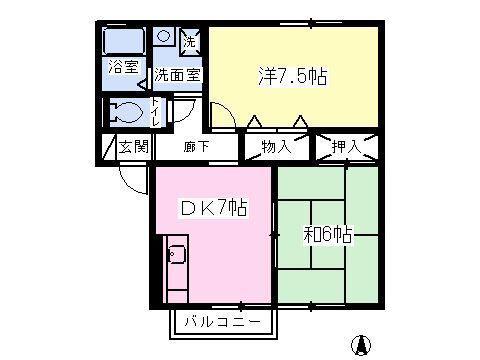 サニーハウスC棟(2DK/2階)の間取り写真