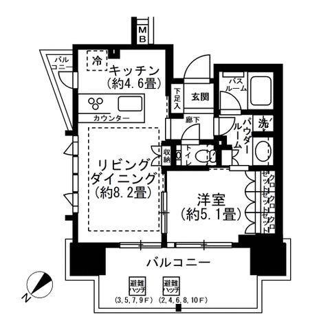 ヴェレーナグラン北赤羽マナープレイス(1LDK/7階)の間取り写真