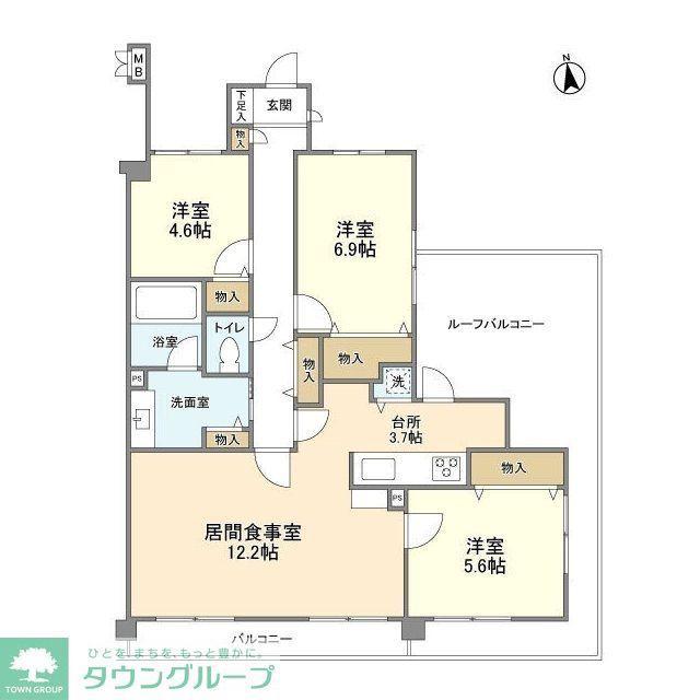デュエット北千住クレア(3LDK/7階)の間取り写真