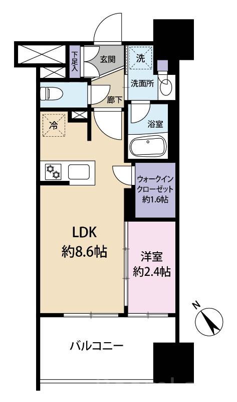 パークリュクス博多駅前(1LDK/7階)の間取り写真
