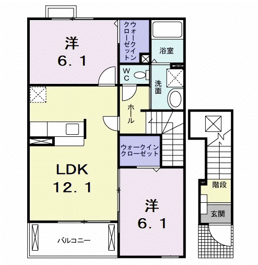ビエント(2LDK/2階)の間取り写真