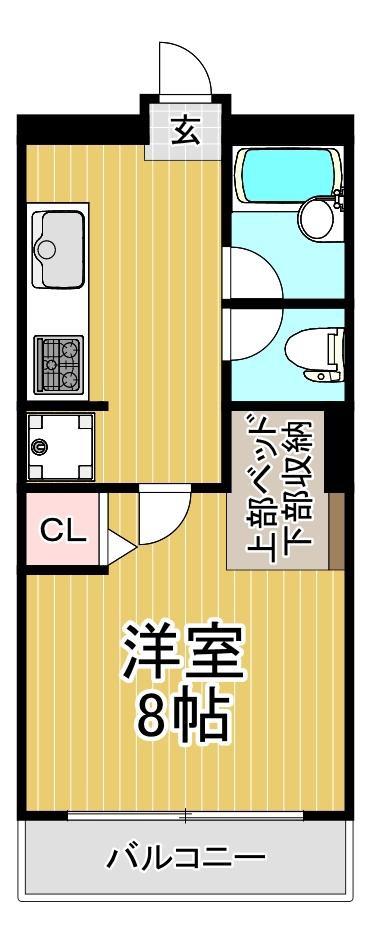 パークハイツ古田浜(1K/4階)の間取り写真