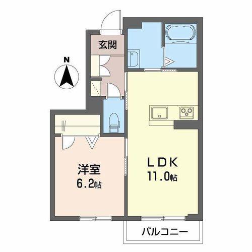 グリナージュ郷之山 III(1LDK/1階)の間取り写真