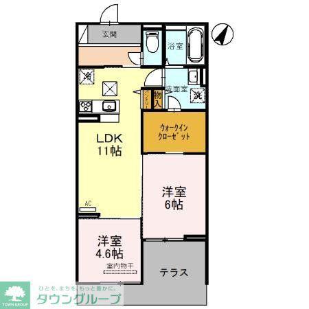 スカーラ大宮(2LDK/1階)の間取り写真