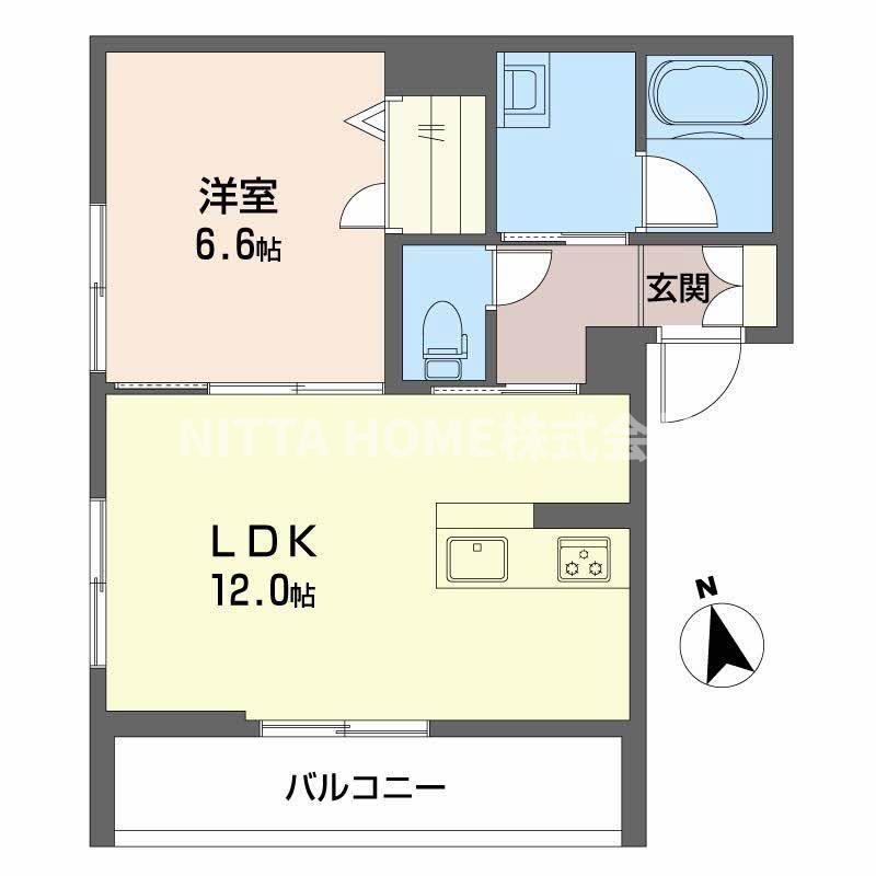 ブルジェオン駅南(1LDK/2階)の間取り写真