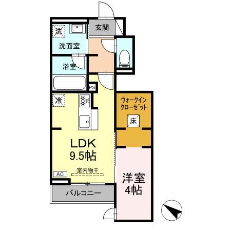コンシェール草薙(1LDK/1階)の間取り写真