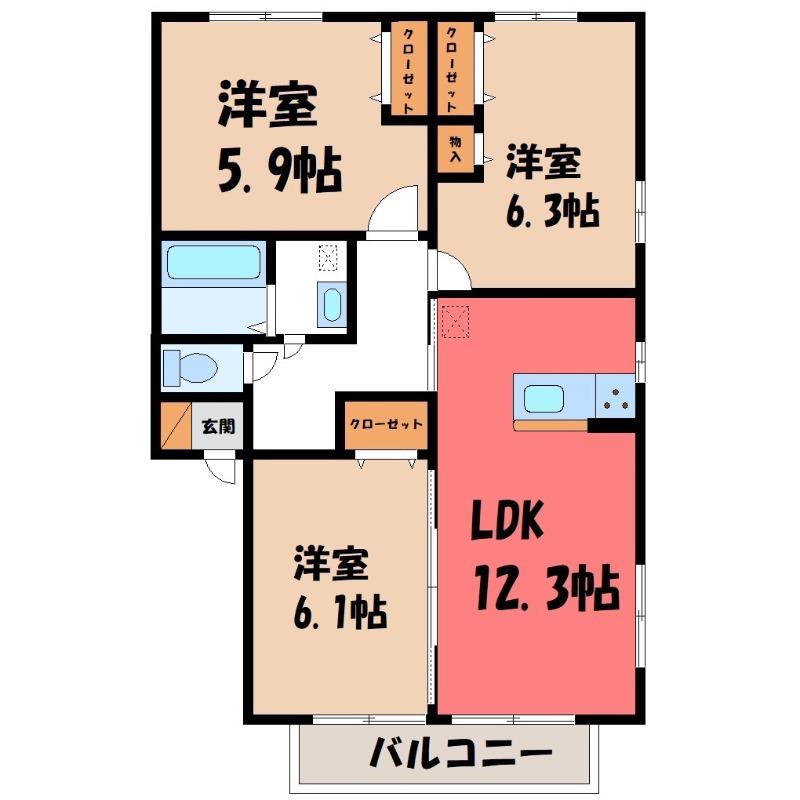 ラ・メール アン(3LDK/2階)の間取り写真