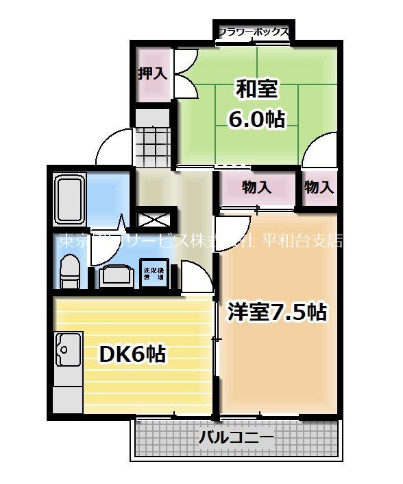 光が丘リリータウンE棟(2DK/2階)の間取り写真